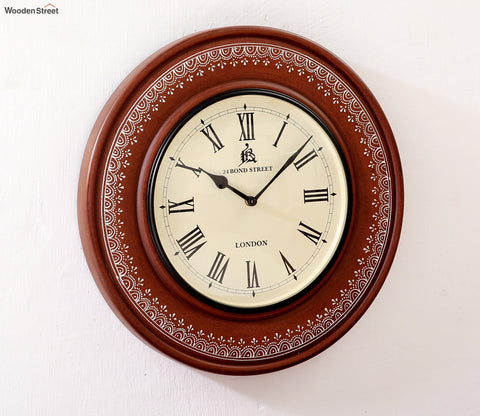 Tali Hand Painted Analog Wooden Wall Clock
