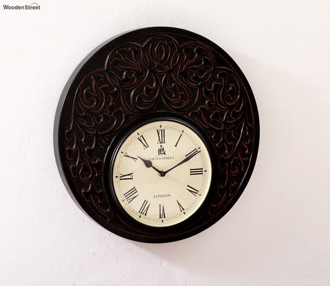 Terra Hand Carved Analog Wooden Wall Clock