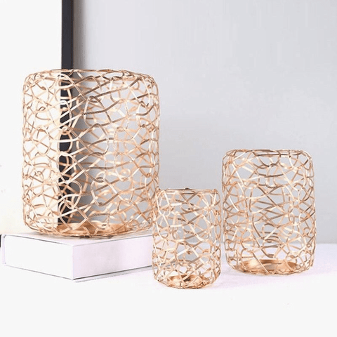 Trueliving Golden Metal CYLINDER Candle Holder ‎18 CM H To 41 CM H