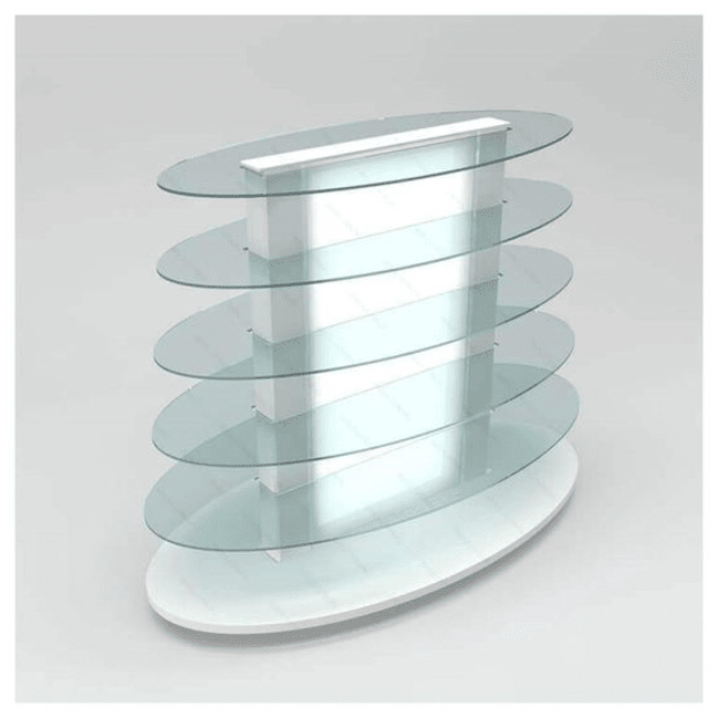 Trueliving WhiteShip Shape Cosmetic shelves retail store cosmetic display rack with cabinet  L30*W30*H90 CM