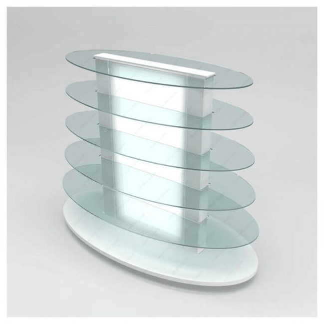 Trueliving WhiteShip Shape Cosmetic shelves retail store cosmetic display rack with cabinet  L30*W30*H90 CM