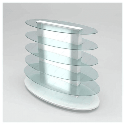 Trueliving WhiteShip Shape Cosmetic shelves retail store cosmetic display rack with cabinet  L30*W30*H90 CM