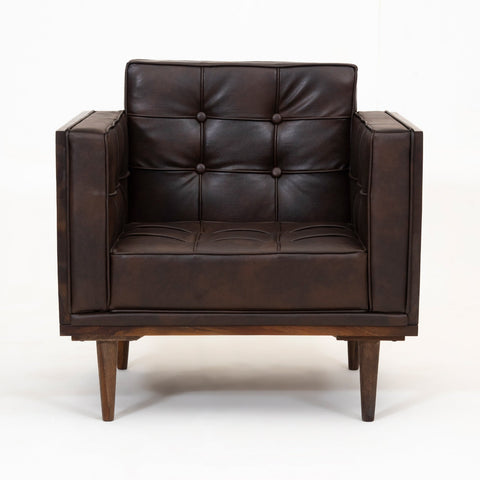 Trueliving Modern Dark Single Seater Sofa Leather Finish H 30'' x W 31'' x D 30''