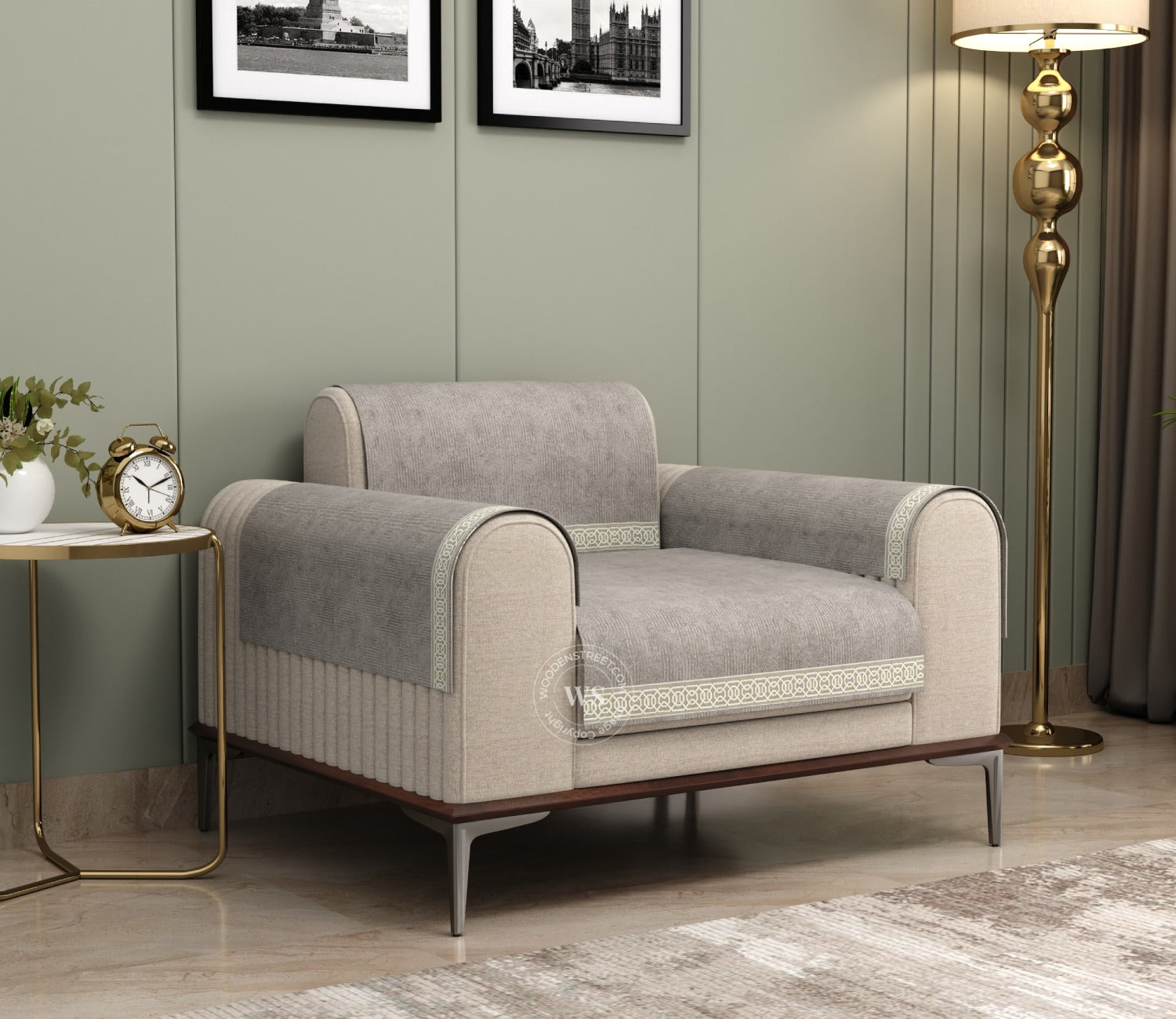 Cambridge 1 Seater Premium Sofa Cover - Set of 4 (Latte Beige)
