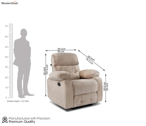 Vivian Fabric 1 Seater Manual Recliner Chair (Beige)