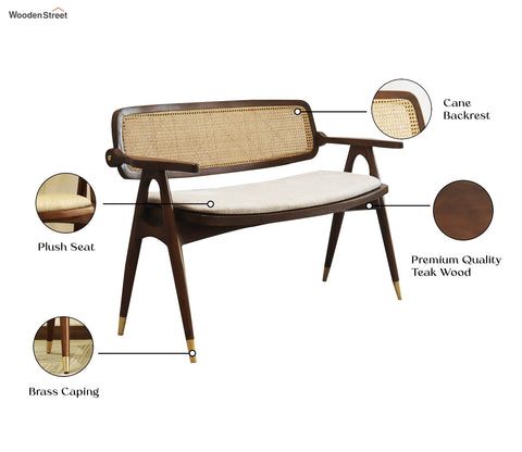 Advait Teak Wood Bench with Cushion Seating (Teak Finish)