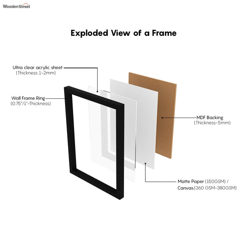 Mid-century Hues of Nature Wall Frame (Rectangle, Black, 18x24 Inch, Matte Paper)