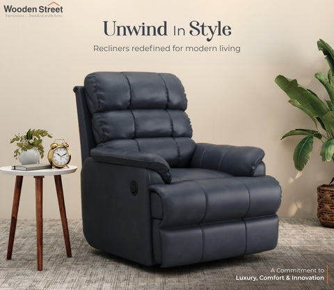 Valencia Motorized Recliner Sofa (Blue)