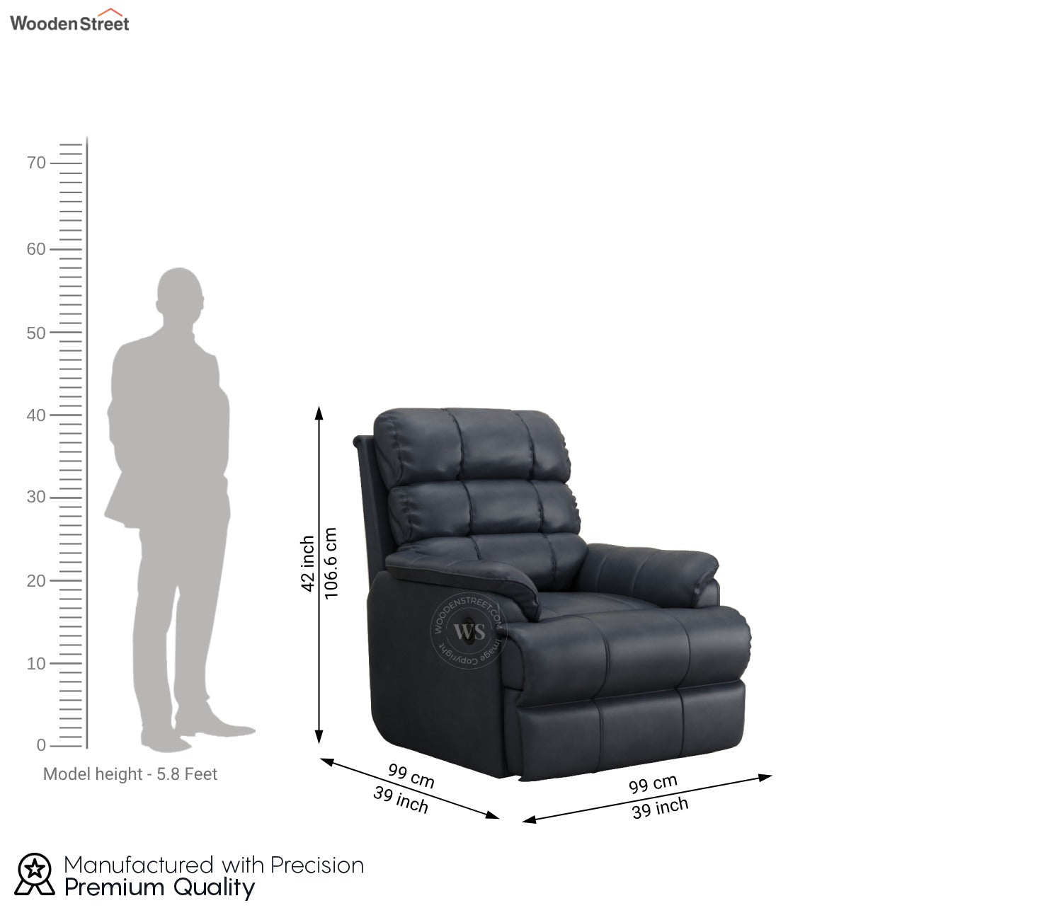 Valencia Motorized Recliner Sofa (Blue)