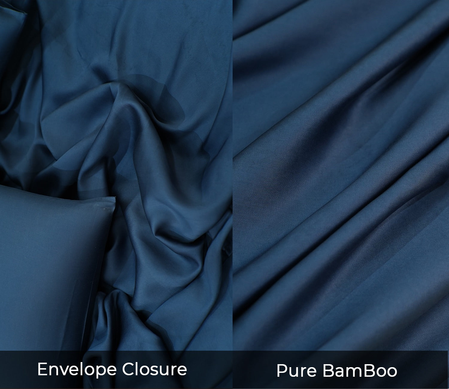 Vegan Bamboo Silk Bedsheet 300 TC Naturally Anti-Bacterial Queen Bedsheet with 2 Pillow Cover (Navy Blue)