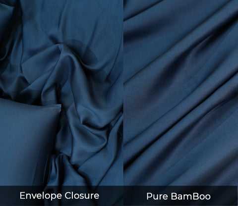 Vegan Bamboo Silk Bedsheet 300 TC Naturally Anti-Bacterial Queen Bedsheet with 2 Pillow Cover (Navy Blue)
