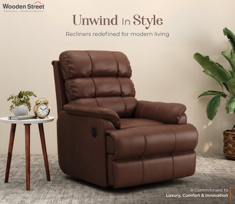 Valencia Motorized Recliner Sofa (Saddle Brown)