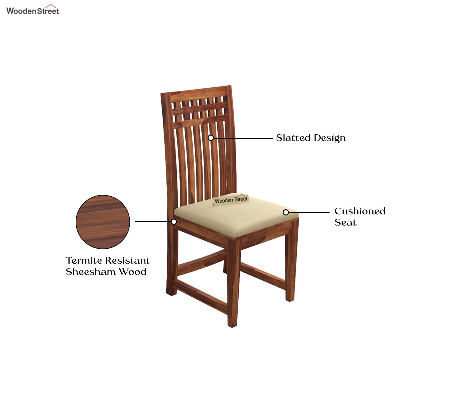 Adolph Compact Wooden Dining Table Set 4 Seater (Honey Finish)
