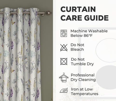Grey Botanic Mist Floral Print Light-Filtering Door Curtains Set of 2 (Grey, 7 Feet)