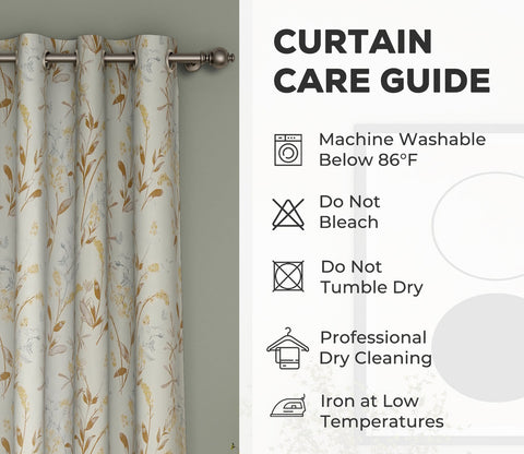Cream Daisy Uplands Floral Print Light-Filtering Door Curtains Set of 2 (Cream, 7 Feet)