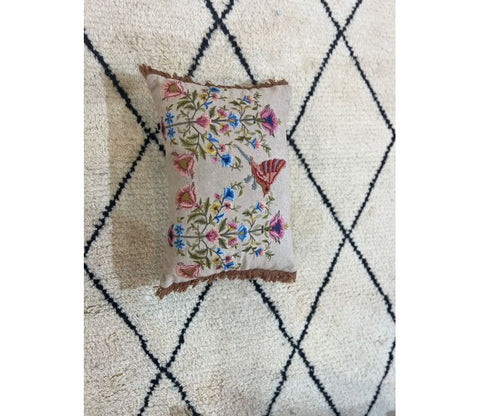 Multicolor Floral Cotton Jute Cushion Cover-14 x 20