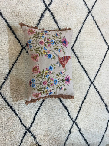 Multicolor Floral Cotton Jute Cushion Cover-14 x 20