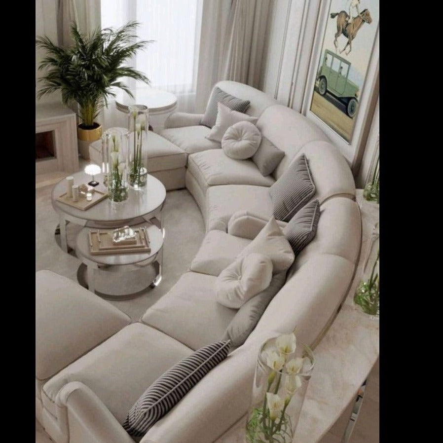 Trueliving Modern Dark Seven Seater Sofa Linen Finish 1.77D x 3.6W x 0.84H Meters