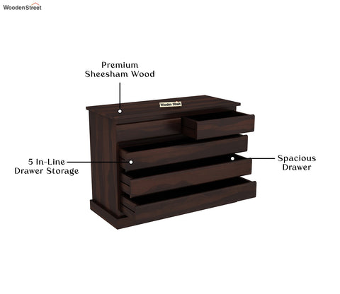 Colley 5-Drawer Wooden Chest Of Drawers (Walnut Finish)