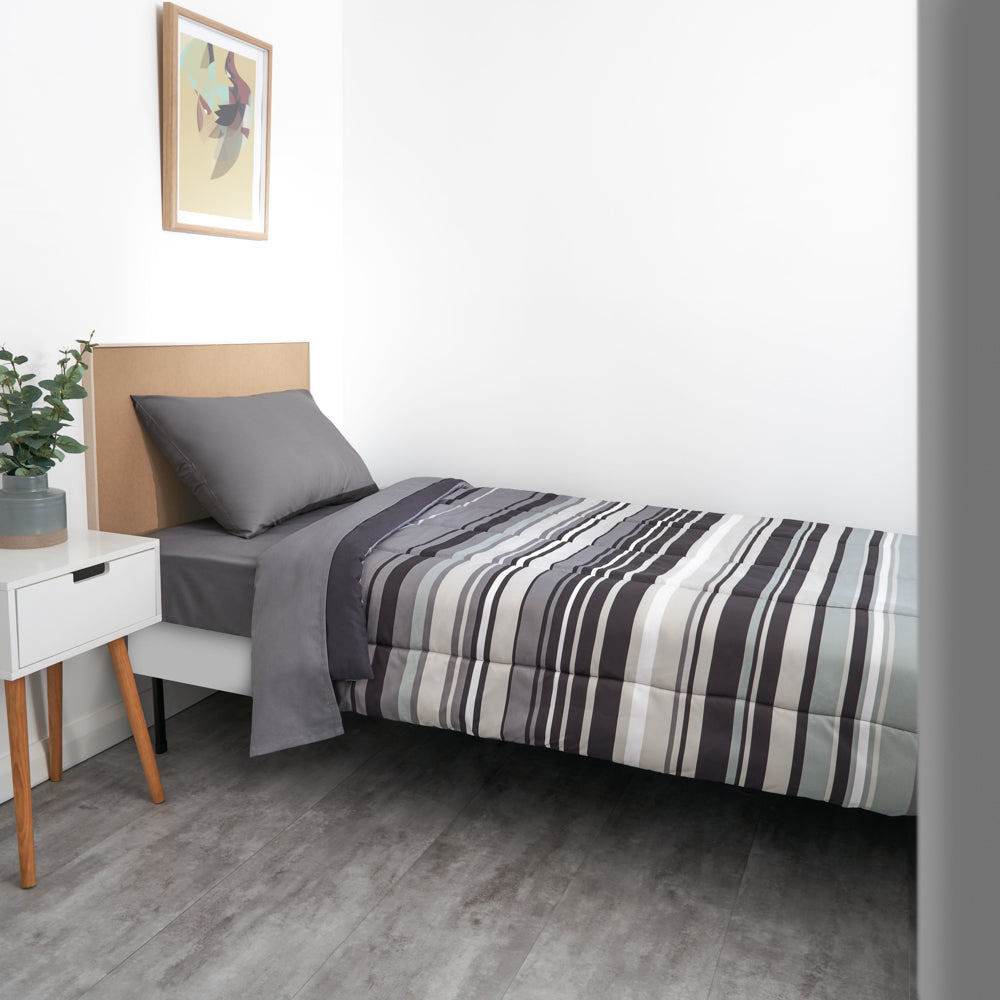 Multi Stripe Comforter KSB Charcoal Stripe