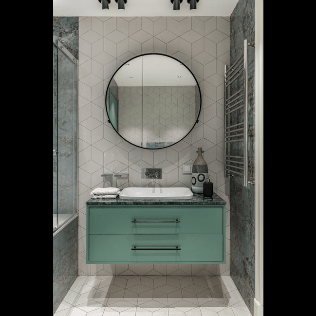 Trueliving See Green Vanity Wash Basin with Cabinet for Bathroom (Standard (Between 20-40 In Width, 30-40 In Height)