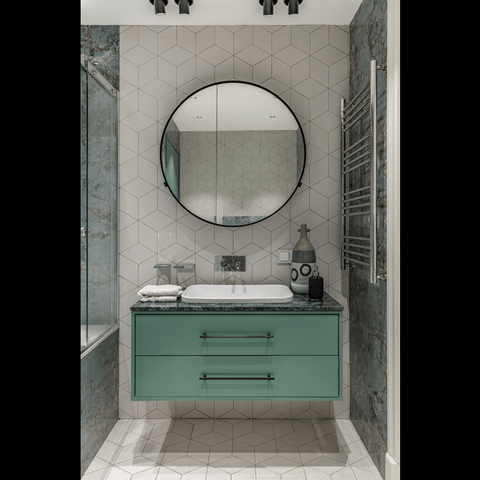 Trueliving See Green Vanity Wash Basin with Cabinet for Bathroom (Standard (Between 20-40 In Width, 30-40 In Height)