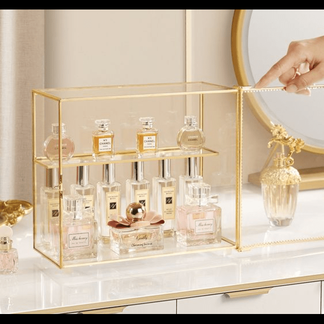 Trueliving Golden Glass 2.1  Retail Store Perfume display Unit L30*W30*H90 CM