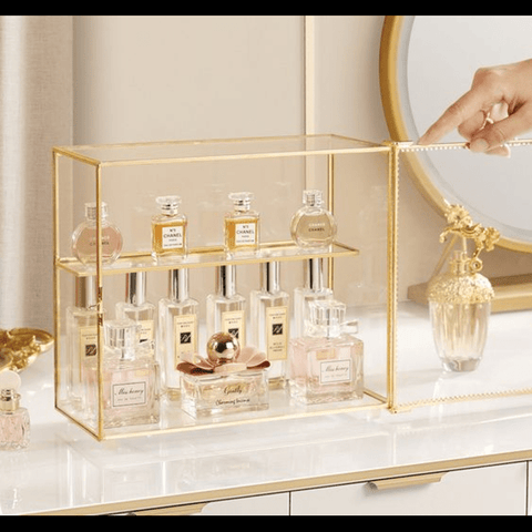 Trueliving Golden Glass 2.1  Retail Store Perfume display Unit L30*W30*H90 CM