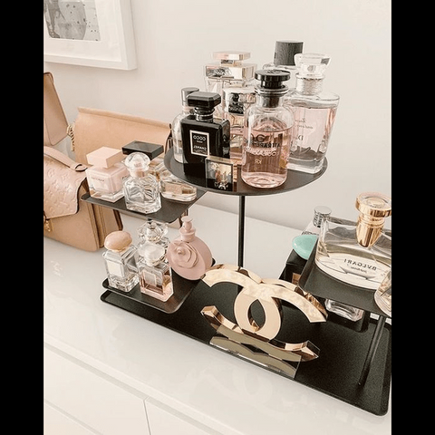 Trueliving Golden Black Unique Retail Store Perfume display Unit L30*W30*H90 CM