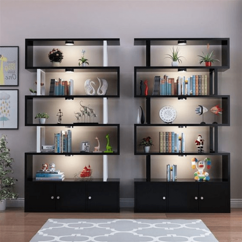 Trueliving Black shelves retail store display rack with cabinet  L60*W30*H182 CM