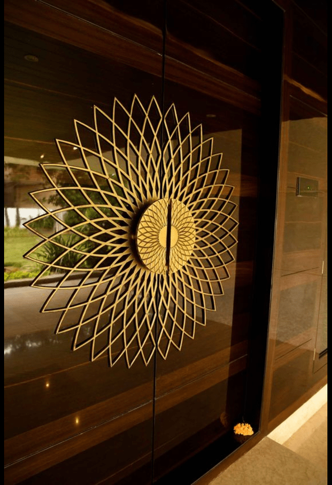 Trueliving Golden Royal Look Wooden-Double-Main Door Double Door-(7 ft in height and 4 ft in width)
