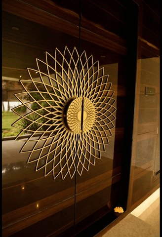 Trueliving Golden Royal Look Wooden-Double-Main Door Double Door-(7 ft in height and 4 ft in width)
