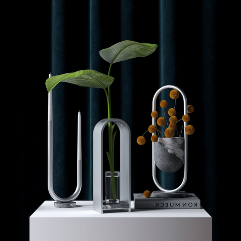 Trueliving Grey Modern Classy Flower Vase 41L x 24W x 10H Centimeters