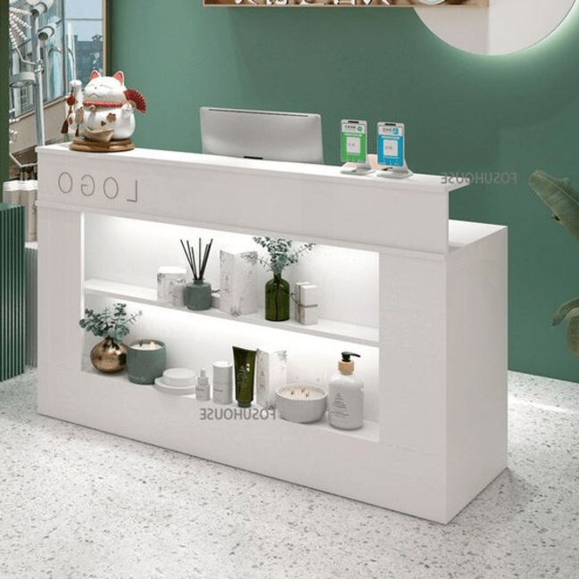 Trueliving White Display Reception Table 30D x 100W x 155H Centimeters