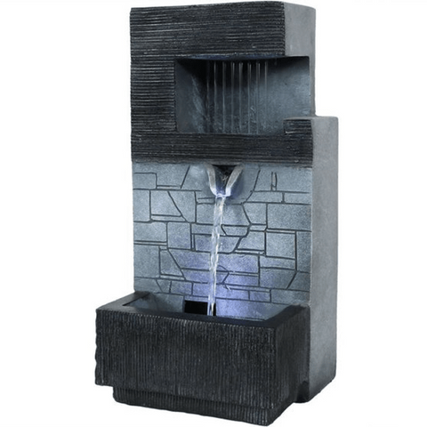 Trueliving Black Luxury Water Fountain Table Top ‎13L x 13W x 21H Centimeters With LED
