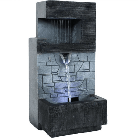 Trueliving Black Luxury Water Fountain Table Top ‎13L x 13W x 21H Centimeters With LED