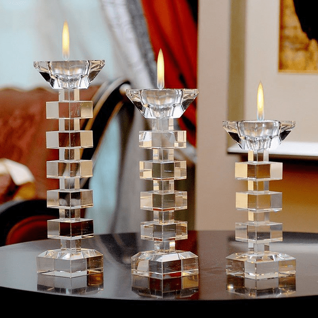 Trueliving Glass Royal Feel Candle Holder ‎18 CM H To 41 CM H