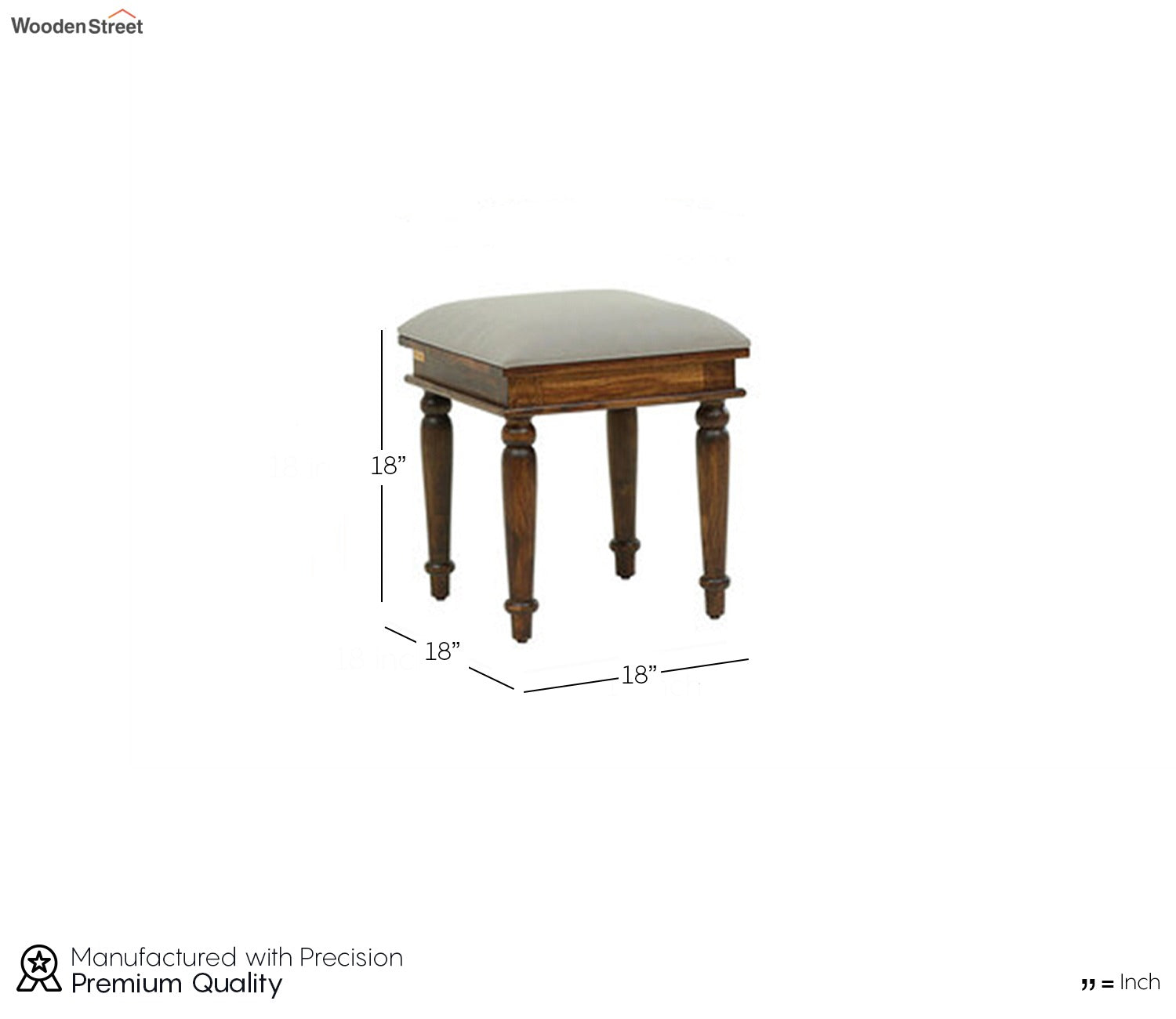 Denver Beige Fabric Wooden Stool