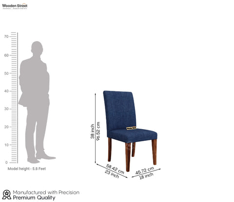 Gladys Sheesham Wood Premium Cotton Cushioned Dining Chair - Set of 2 (Cotton, Honey Iris Blue)