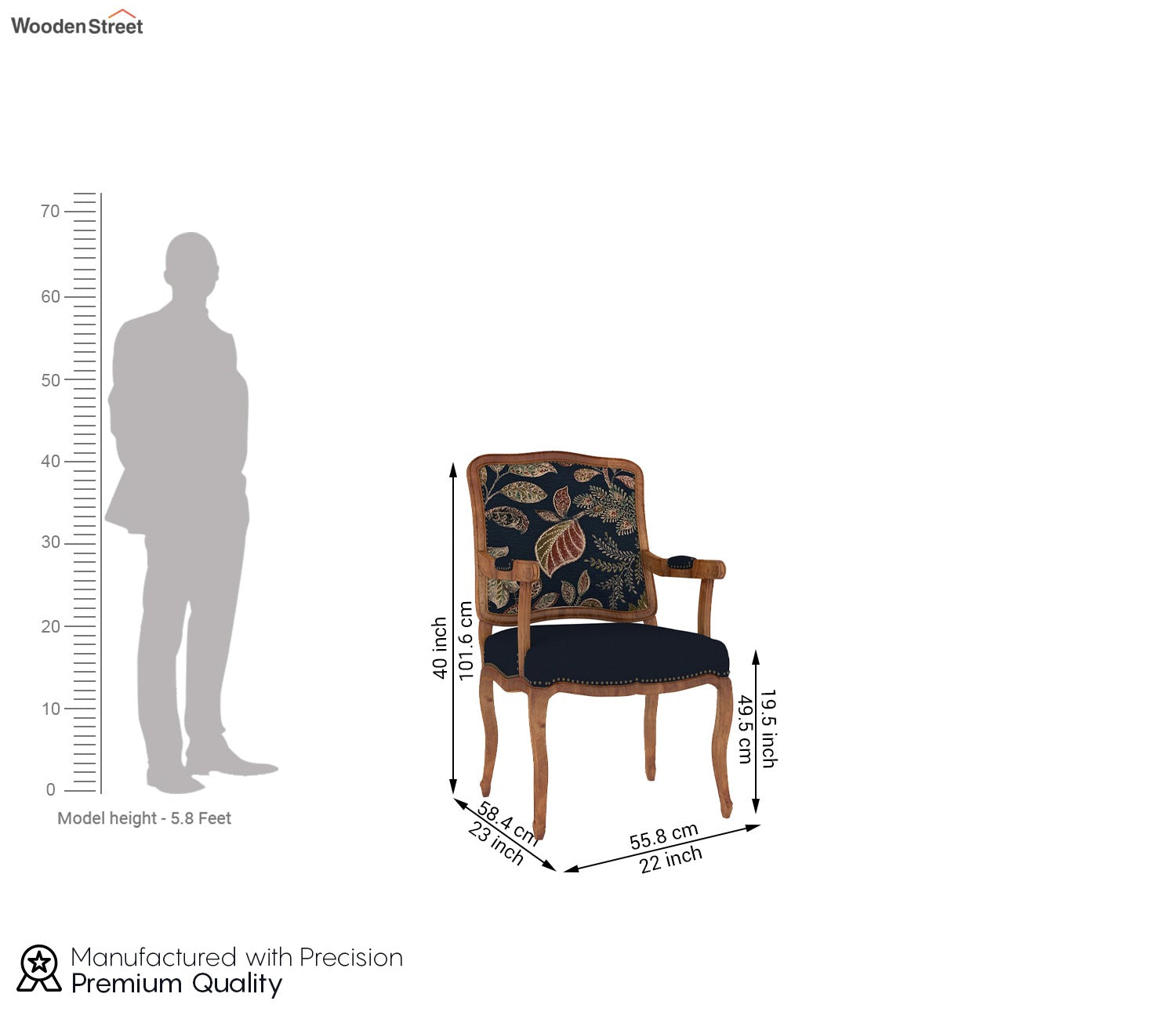 Kelvin Arm Chair (Fabric, Dusky Leaf)