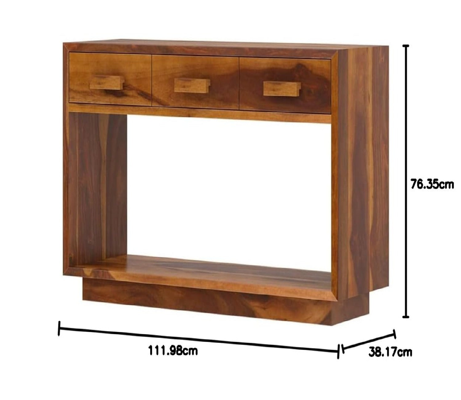 3 Drawer Wooden Partition Leave Design Console Table