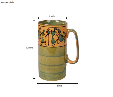 Mug Ceramic Yellow Warli - Set of 2