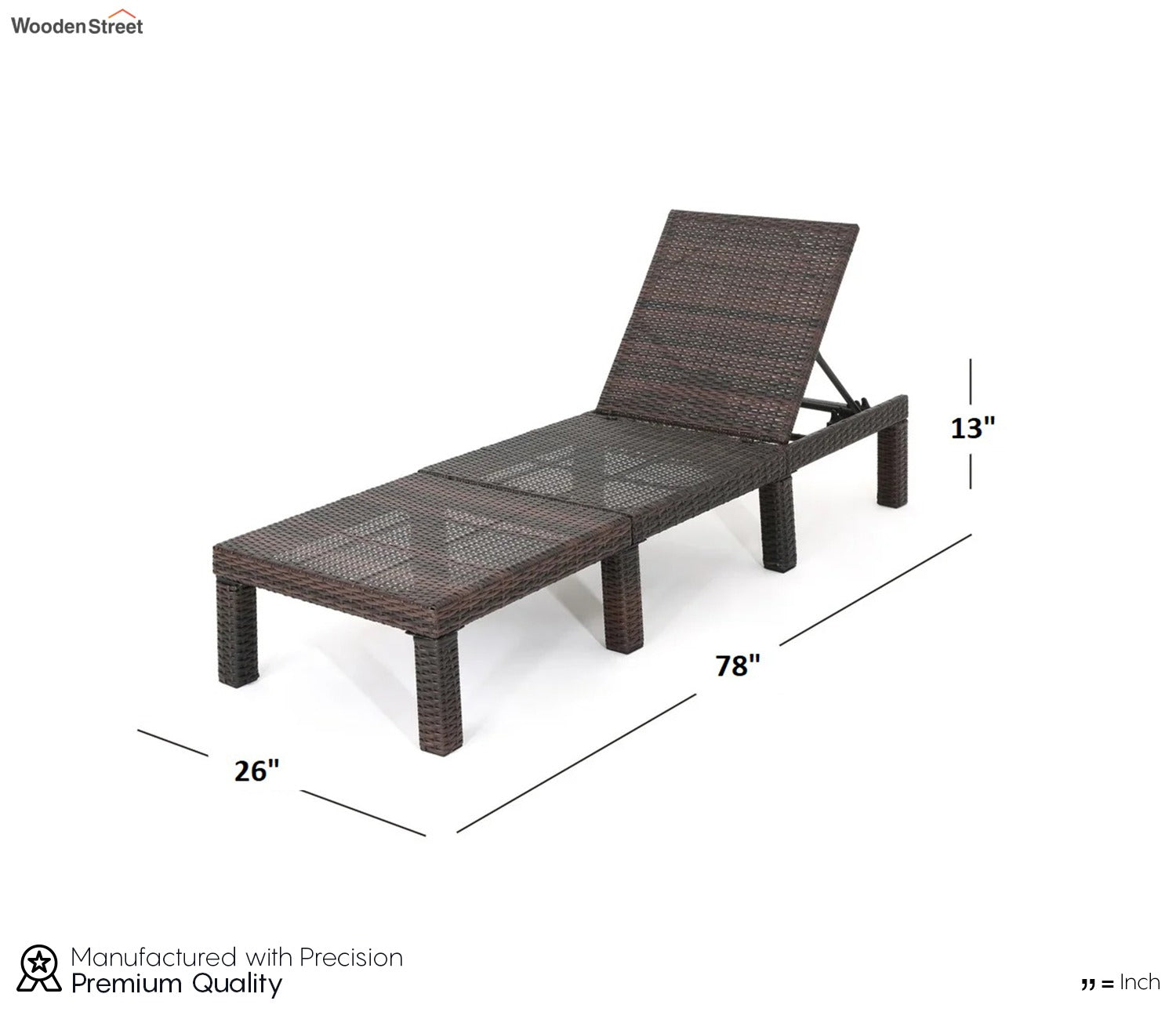 Dark Brown Adjustable Outdoor Patio Lounger With Sky Blue Cushions