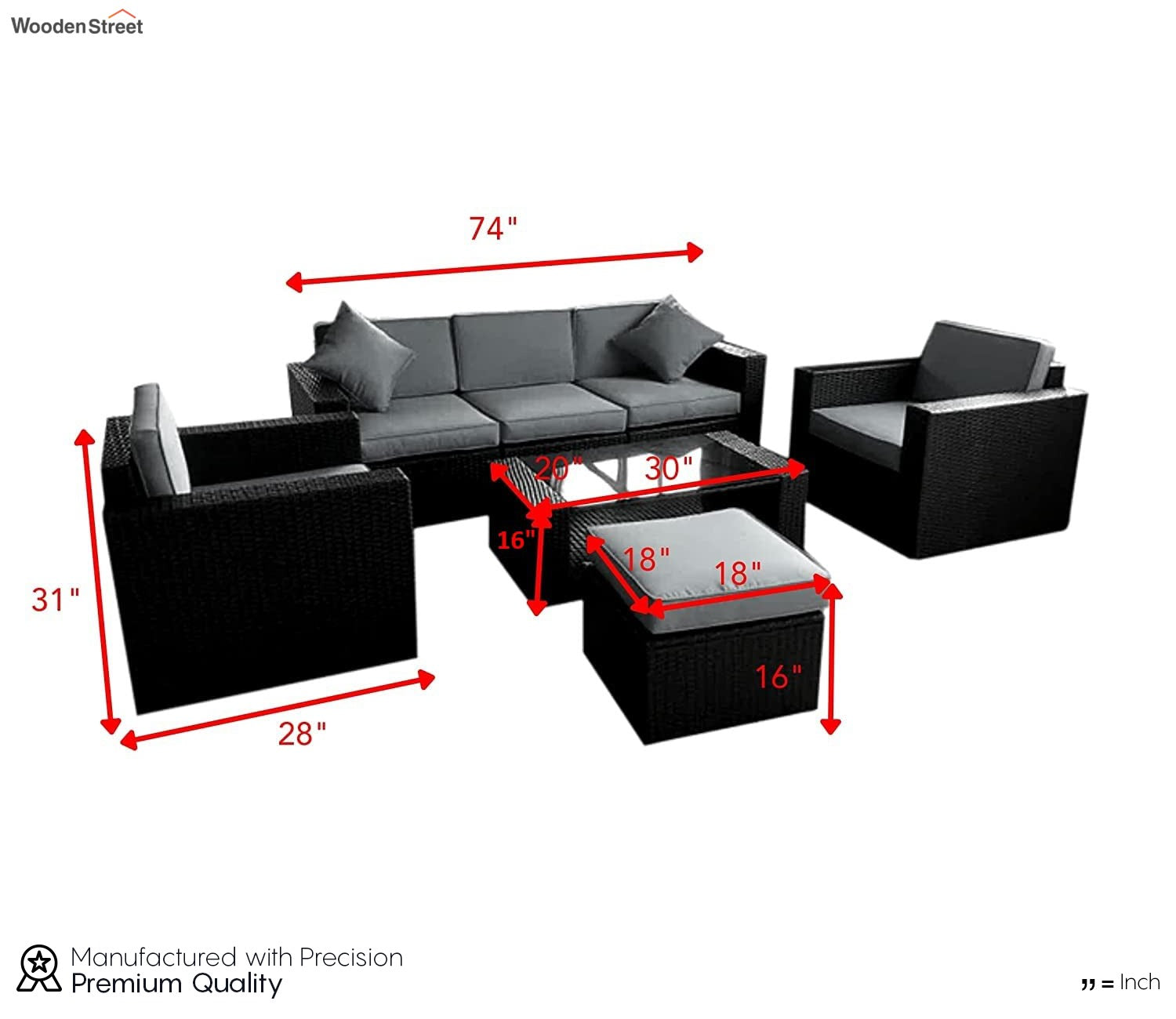 Dark Brown Rattan And Wicker Patio Set With Cream Cushions And Table