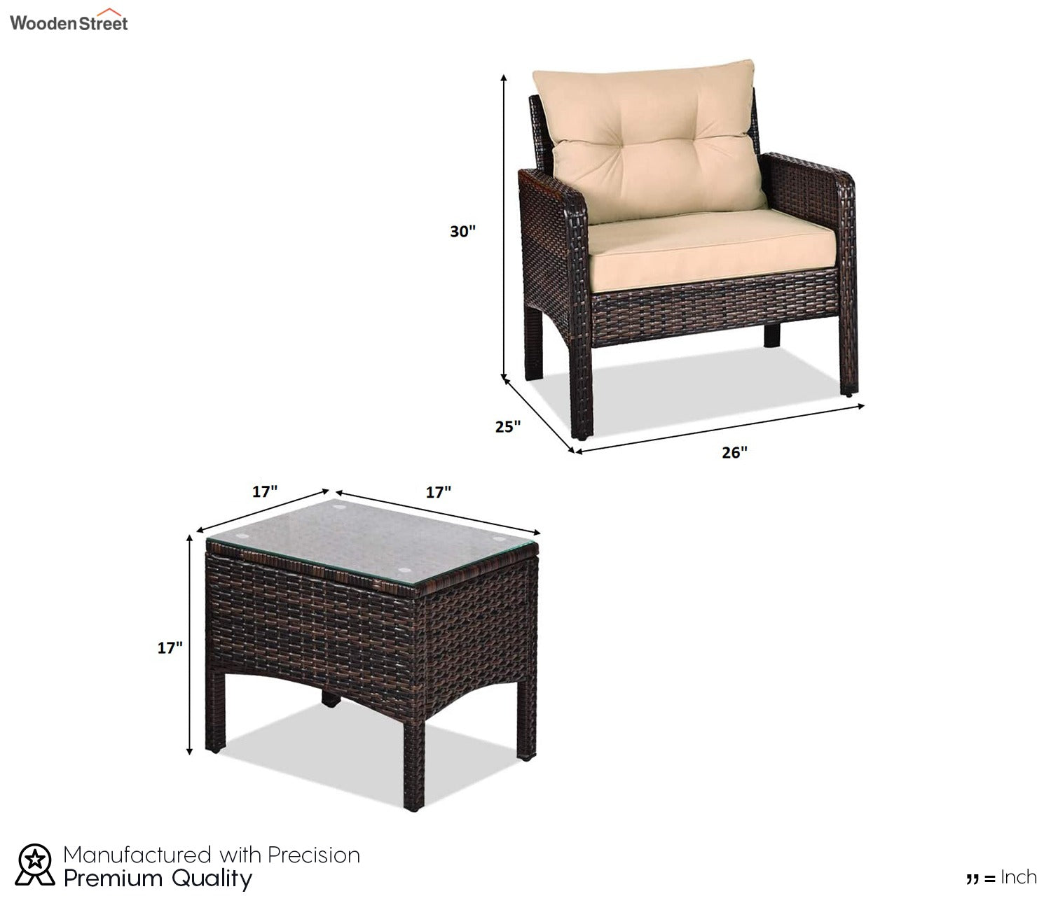 Dark Brown Rattan And Wicker 2 Seater Set With Table Set