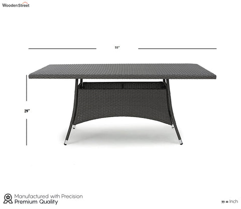 Black Rattan And Wicker Dinning Set With Grey Cushions
