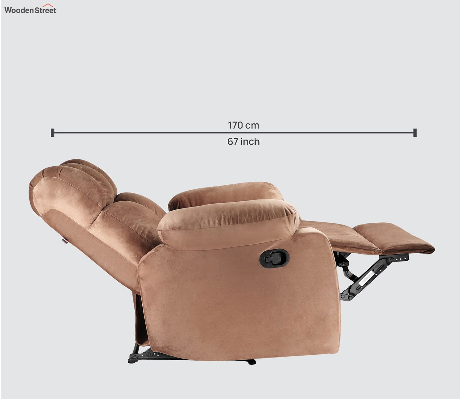 Valios Fabric 1 Seater Manual Recliner Chair (Brown)