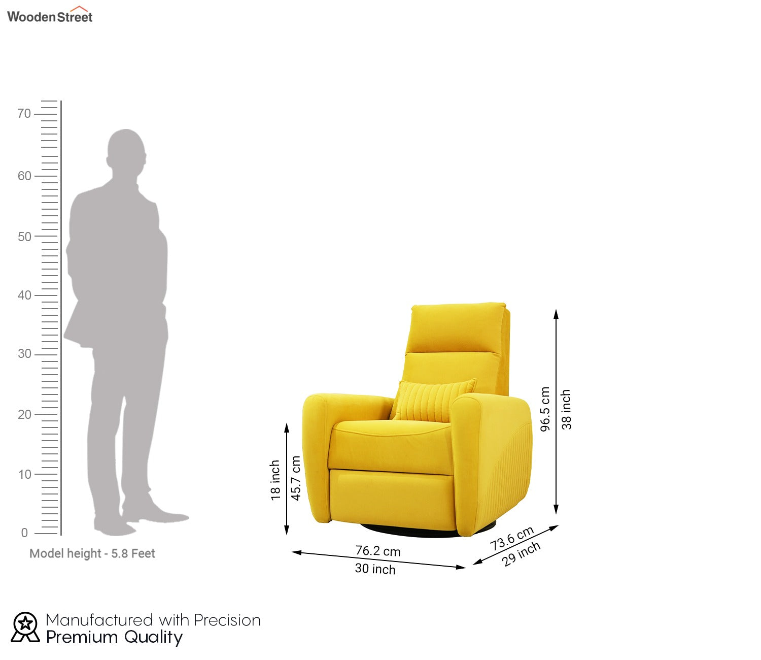 Nivaan Suede Rocking Revolving Motorized Recliner R3 (Yellow)