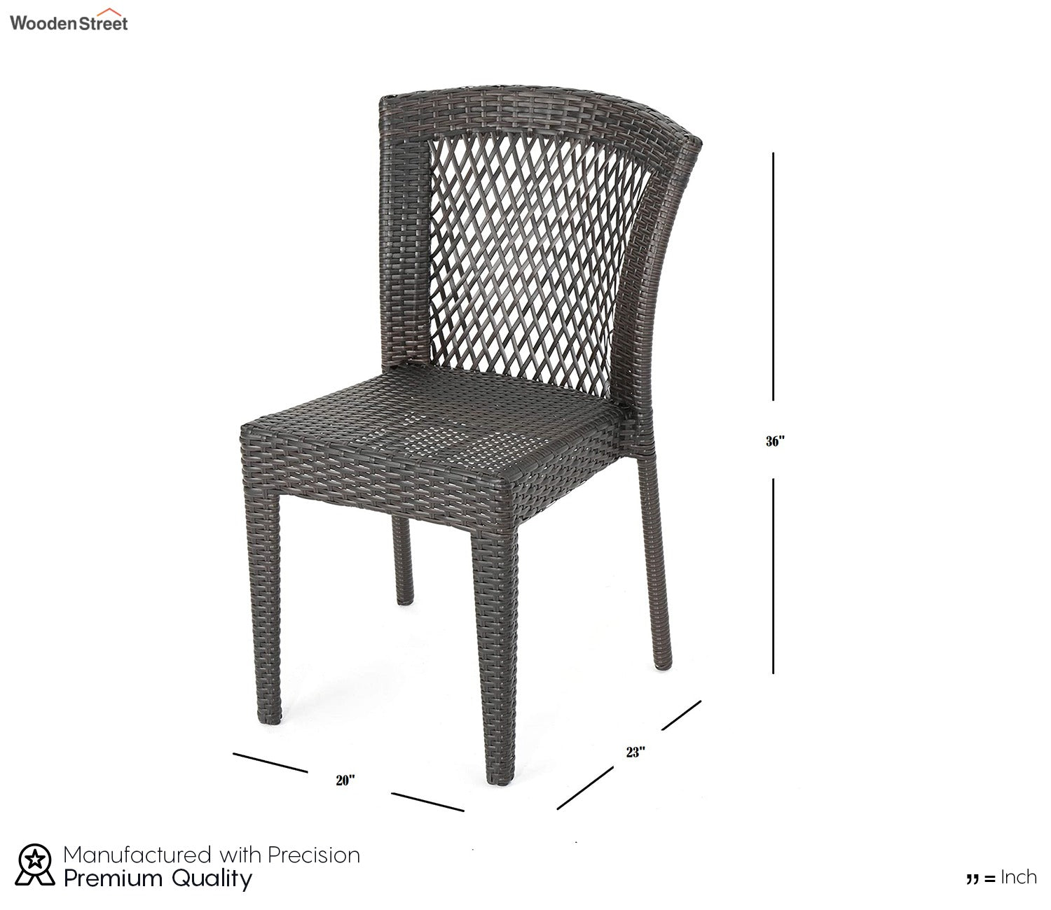 Dark Brown Wicker And Rattan 4 Seater Dining Set