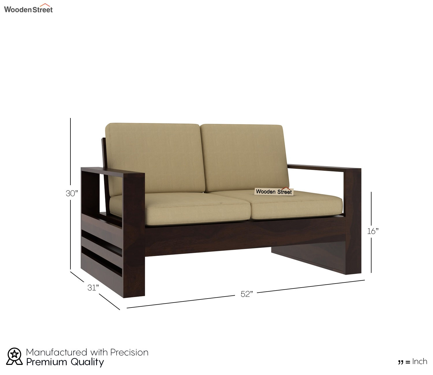Winster 2 Seater Wooden Sofa (Walnut Irish Cream)